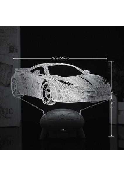 3D Optik Illüzyon Araba Gece Lambaları, 3D Araba Lambası 16 Renk Varyasyonu, Akıllı Dokunmatik Düğme USB ve Pil Gücü, Çocukların Doğum Günü Noel Hediyesi Için Inanılmaz Yaratıcı Sa (Yurt Dışından) fırsatları