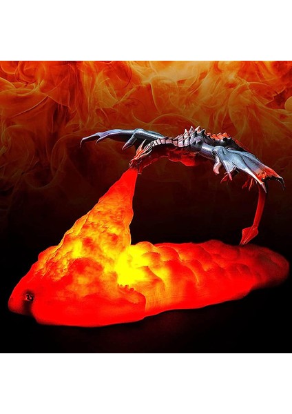 Fire Dragon Lambaları, 3D Baskılı Volcano Dragon Lambaları Gece Lambası Ay Işığı, 1000MAH USB Şarj Edilebilir, Yatak Odası Ofis Için Masaüstü Lambası, Çocuklar Için Noel Doğum Günü (Yurt Dışından)