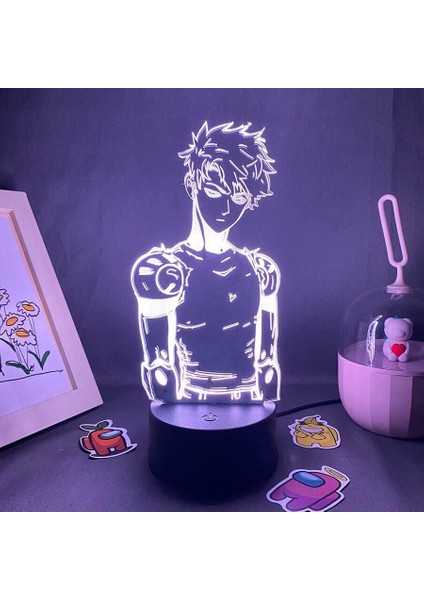 Anime One Punch Man Figürü 3D Gece Lambası Çocuk Hayranları Için, Uzaktan Kumandayla Değişen 16 Renk, Çocuk Odası Dekoru, Şekil Manga Illusion LED Oyuncak Lamba Kız Erkek Çocuklar (Yurt Dışından)