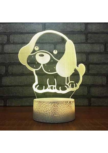 Gece Işığı 3D Illüzyon Lambası Karikatür Köpek Desen Masa Işıkları Kısılabilir 16 Renk Değiştiren Akıllı Dokunuş, Ev Yatak Odası Dekor Lambası Kız Erkek Çocuklar Için Doğum Günü Ye (Yurt Dışından)
