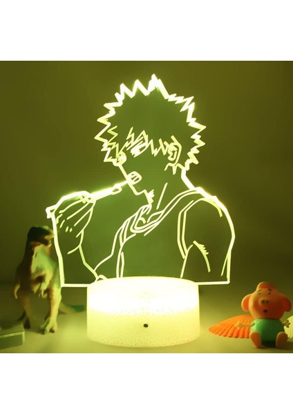 Hayranlar Için My Hero Academia 3D Gece Lambası-Optik Illüzyon LED Işıklar Uzaktan Kumanda ile 16 Renk Değişimi, My Hero Academia Çocuklar Için Anime Figürü Oyuncak Lambası Noel He (Yurt Dışından)