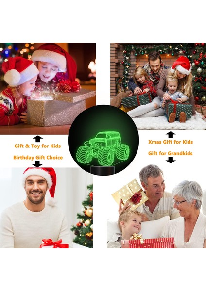 Canavar Kamyon Hediyeleri, Araba, Çocuklar Için Dirt Bike 3D Gece Lambası (4 Model), Uzaktan Kumandalı ve 16 Renk Değiştirme ve Kısılabilir Fonksiyon ve Hediye Paketi, Erkek Kız Ço (Yurt Dışından) modelleri