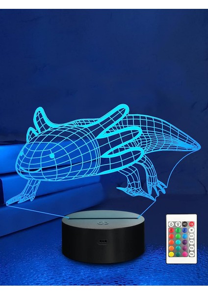 Axolotl Hediyeler 3D Axolotl Lamba Gece Lambası Çocuklar Için 3D Illüzyon Lambası, Uzaktan Kumanda ile Değişen 16 Renk, Erkek Kız Noel Tatili Doğum Günü Hediyesi Olarak Çocuk Odası (Yurt Dışından)