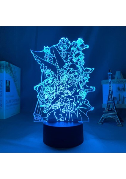 Anime Siyah Yonca Figürü 3D Gece Lambası Çocuk Hayranları Için, Uzaktan Kumanda ile Değişen 16 Renk, Çocuk Odası Dekoru, Şekil Manga Illusion LED Oyuncak Lamba Kız Erkek Noel Hediy (Yurt Dışından)