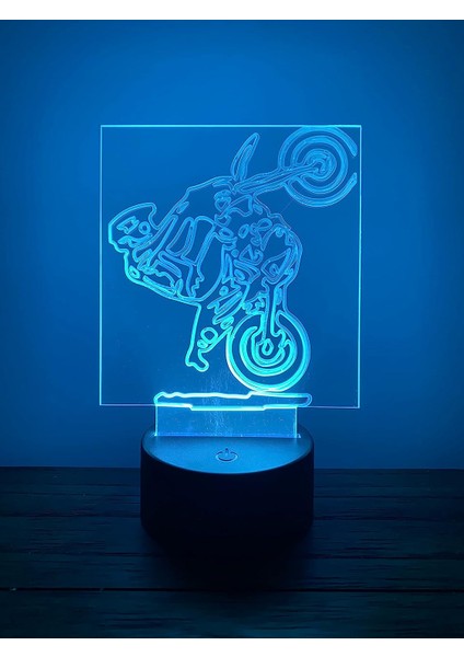 3D Gece LED Işık Lamba Altlığı - Akrilik Dirtbike Wheelie Işık Göstergesi, 12 Renk Seçeneği, Uzaktan Kumandalı, USB Konnektörlü, Enerji Tasarruflu. Masa Lambası, Çocuklar ve Yetişk (Yurt Dışından)