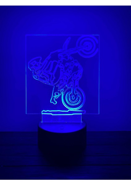 3D Gece LED Işık Lamba Altlığı - Akrilik Dirtbike Wheelie Işık Göstergesi, 12 Renk Seçeneği, Uzaktan Kumandalı, USB Konnektörlü, Enerji Tasarruflu. Masa Lambası, Çocuklar ve Yetişk (Yurt Dışından) modelleri