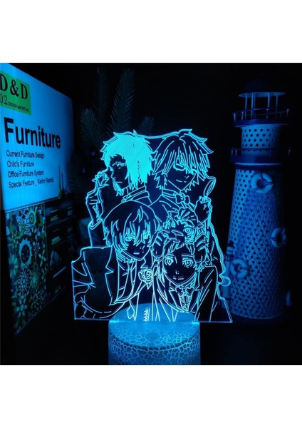 Anime Bungo Sokak Köpekleri Şekil 3D Çocuklar Için Gece Işığı Hayranları, Uzaktan Kumanda ile Değişen 16 Renk, Çocuk Odası Dekoru, Şekil Manga Illusion LED Oyuncak Lamba Kız Erkek (Yurt Dışından)