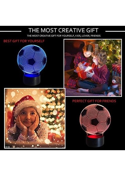 Çocuklar Için Futbol Gece Işıkları 3D Illüzyon Futbol Işıkları Lambası 7 LED Renk Değiştirme Dokunmatik Masa Masa Lambaları Dekoratif Aydınlatma Havalı Oyuncaklar Hediyeler Doğum G (Yurt Dışından) modelleri