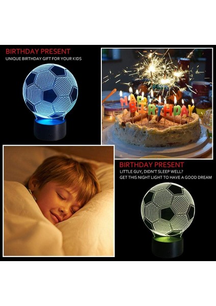 Çocuklar Için Futbol Gece Işıkları 3D Illüzyon Futbol Işıkları Lambası 7 LED Renk Değiştirme Dokunmatik Masa Masa Lambaları Dekoratif Aydınlatma Havalı Oyuncaklar Hediyeler Doğum G (Yurt Dışından) fırsatları