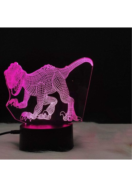Bebek Gece Lambası 3D Yatak Odası Dekoru Illusion Lambası 3D Işık Dinozor Gece Lambası Yedi Renkli Dokunmatik LED Işık Yaratıcı Hediye Küçük Masa Lambası Bebek Odası Lambası (Yurt Dışından)