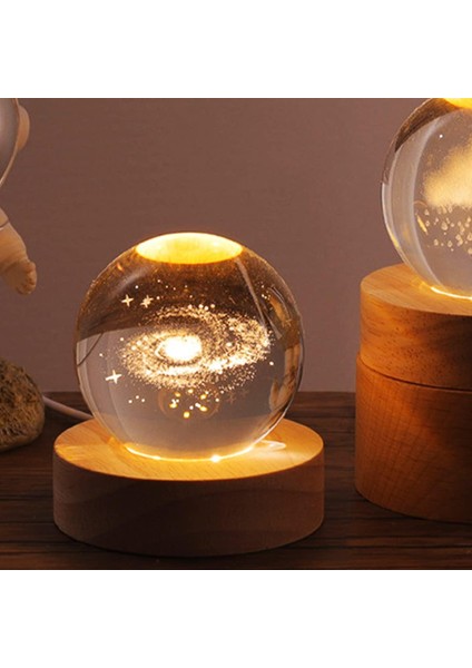 Ahşap Tabanlı 3D Gezegenler Kristal Top Şarj Edilebilir Kristal Top Gece Lambası 3D Oyulmuş Galaksi Top Lambası Parlayan Kristal Küre Çocuklar Için Taşınabilir Kristal Başucu Gece (Yurt Dışından)