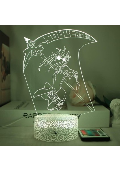 Testere Adam Hayranları Için 3D Gece Lambası-Optik Illüzyon LED Işıklar Uzaktan Kumanda ile 16 Renk Değişimi, Akı Hayakawa Anime Figürü Oyuncak Lamba Çocuklar Için Noel Hediyesi (Ç (Yurt Dışından)