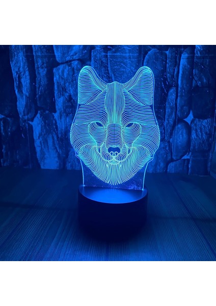 Sevimli Hayvanlar Kurt Başkanı Anime Karakter 3D LED Optik Illüzyon Uzaktan Kumandalı Uyku Gece Lambası 7 Renkler Yatak Odası Dekoru Masa Lambası Çocuklar Için Doğum Günü Noel Hedi (Yurt Dışından)