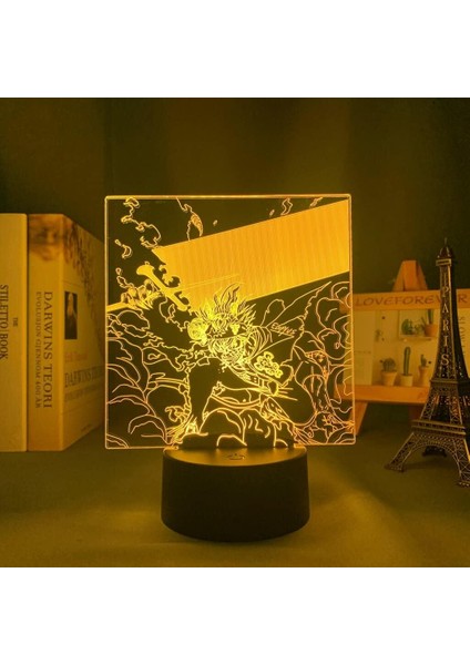 Anime Siyah Yonca Figürü 3D Çocuklar Hayranları Için Gece Lambası, Uzaktan Kumanda ile Değişen 16 Renk, Çocuk Odası Dekoru, Asta Figürü Manga Illusion LED Oyuncak Lamba Kız Erkek Ç (Yurt Dışından)