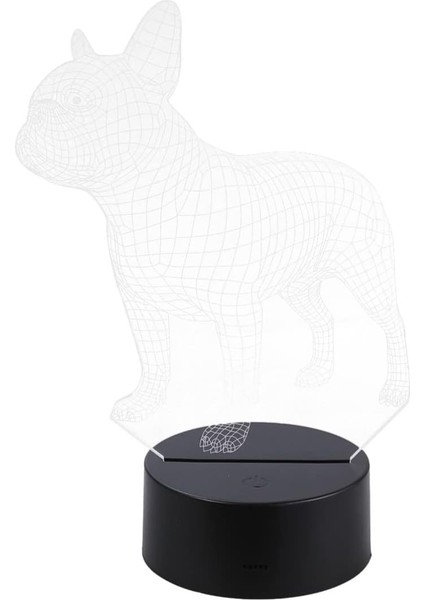 Bebek Gece Lambası 3D LED Masa Lambası Fransız Sevimli Köpek Yavrusu Akrilik Gece Lambası Renkli Değişen Dokunmatik Anahtar Masası Gece Lambası Ev Yatak Odası Dekoru- Pilsiz (Frans (Yurt Dışından)