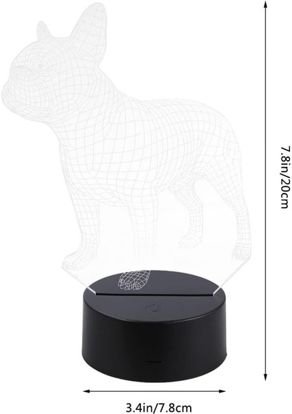 Bebek Gece Lambası 3D LED Masa Lambası Fransız Sevimli Köpek Yavrusu Akrilik Gece Lambası Renkli Değişen Dokunmatik Anahtar Masası Gece Lambası Ev Yatak Odası Dekoru- Pilsiz (Frans (Yurt Dışından)