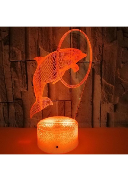 Dolphin 3D Gece Lambası Renkli Dokunmatik 3D LED Masa Masa Lambası 3D Görsel Işıklar Yatak Odası Ev Dekorasyonu Çocuklar Için Dolphin Hediye Oyuncaklar Bebek, Uzaktan Kumandalı A-7 (Yurt Dışından)