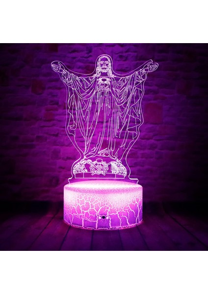 Mesih Isa Heykeli 3D LED Optik Illüzyon Uzaktan Kumandalı Uyku Gece Lambası 7 Renkler Yatak Odası Dekoru Masa Lambası Doğum Günü Noel Paskalya Hıristiyan Dini Kadınlar Için Hediyel (Yurt Dışından)