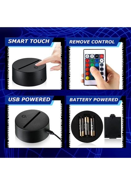 3D Gece LED Işık Lamba Tabanı 4 Mod LED Gece Standı Akrilik Işık Tabanı Ayarlanabilir 16 Renk Işık Gösterisi Ekran Standı, Uzaktan Kumandalı ve Oda Dükkanı Restoranı Için USB Şarj (Yurt Dışından)