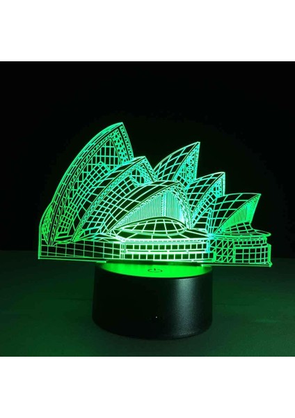 Gece Işığı 3D Illüzyon Lambası Opera Binası Görünümlü Masa Işıkları Kısılabilir 16 Renk Değiştiren Akıllı Dokunuş, Ev Yatak Odası Dekor Lambası Kız Erkek Çocuklar Için Doğum Günü Y (Yurt Dışından)