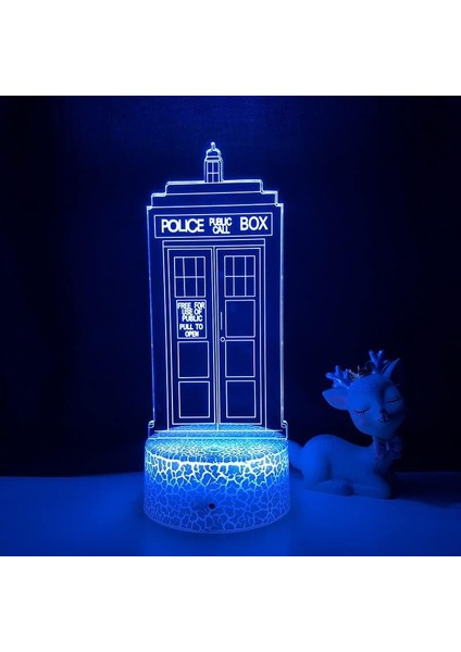 Doctor Who Call Box Şekil 3D Gece Lambası Çocuk Hayranları Için, Uzaktan Kumandayla Değişen 16 Renk, Çocuk Odası Dekoru, Şekil Manga Illusion LED Oyuncak Lamba Kız Erkek Çocuklar I (Yurt Dışından)