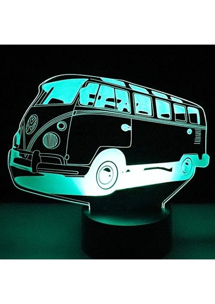 Gece Lambası Çocuklar Için Gece Lambası Yatak Odası Işığı Renkli Gece Lambası 3D LED Gece Lambası Renkli Araba Ev Dekorasyonu Için 7 Renkli Işıklı Otobüs Arabası Işık Harika Görsel (Yurt Dışından) fırsatları