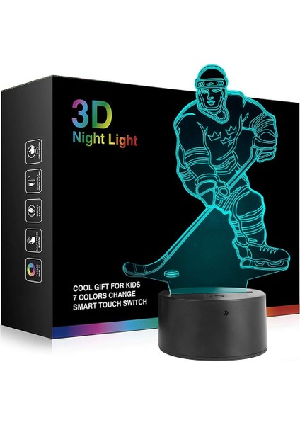 Çocuklar Için Hokey Oyuncusu 3D Gece Işığı Lambaları 7 LED Renk Değiştirme Dokunmatik Masa Masa Lambaları Aydınlatma Serin Oyuncaklar Hediyeler Spor Hokeyi Fanı Için Doğum Günü Noe (Yurt Dışından)