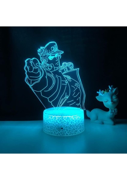 3D Illusion Anime Işık Jojo Tuhaf Macera Çocuklar Için 3D Gece Lambası 16 Renk Uzaktan Kumandalı Dekor Lambası Manga Jotaro Kujo Hayranları Için Figür Noel Hediyesi Kız Erkek Oyunc (Yurt Dışından)