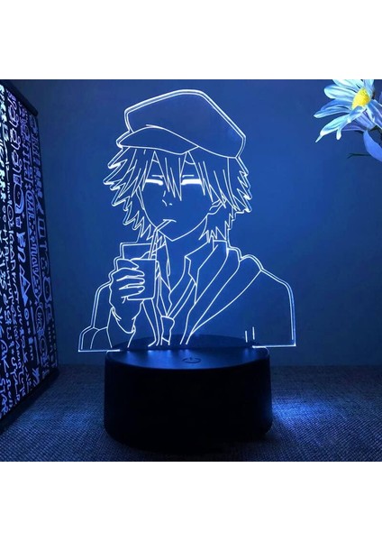 Anime Bungo Sokak Köpekleri Şekil 3D Çocuklar Için Gece Işığı Hayranları, Uzaktan Kumanda ile Değişen 16 Renk, Çocuk Odası Dekoru, Şekil Manga Illusion LED Oyuncak Lamba Kız Erkek (Yurt Dışından)