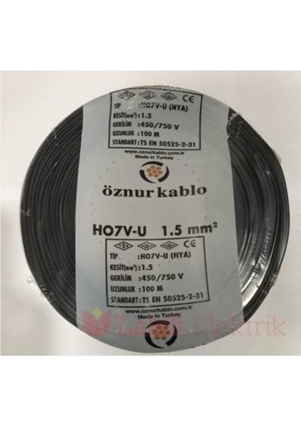 Nya Kablo Öznur 1,5 Luk Siyah 100 Metre