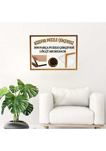 Puzzle Çerçevesi 260 Parça ve 500 Parça 48CM x 34 cm - Ön Yüzey Kırılmaz Antireflektif Arka Yüzey Mdf F