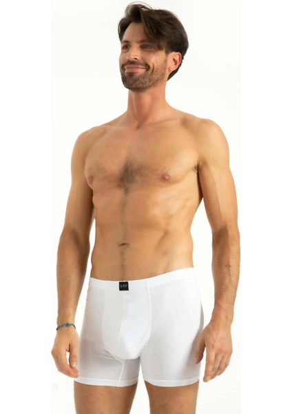 Beyaz Pamuk Geçme Bel Boxer