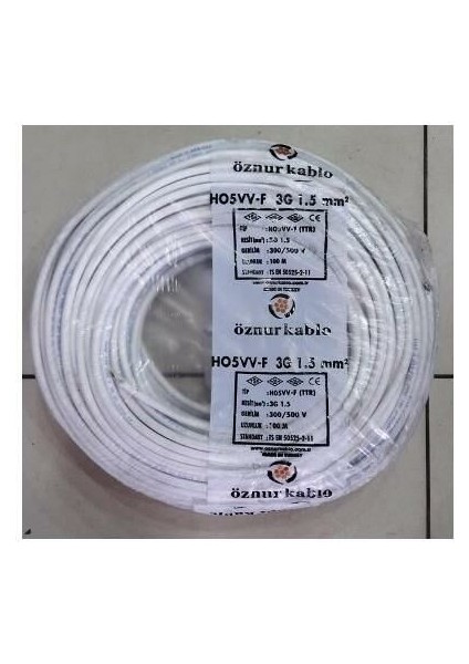 Ttr Kablo 3x1.5 Öznur Beyaz 100 Metre