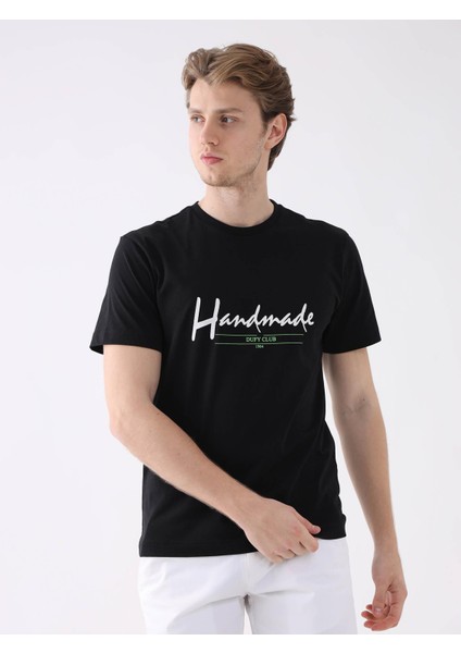 Siyah Erkek Regular Fit O Yaka Tshirt fırsatları