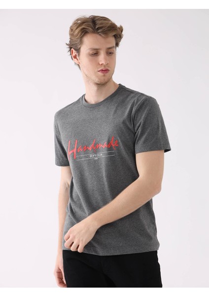 Antrasit Melanj Erkek Regular Fit O Yaka Tshirt