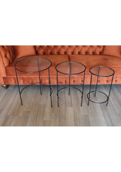 Meri Yuvarlak 3'lü Zigon Yan Sehpa Siyah DNDR-009 fiyatları