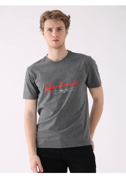 Antrasit Melanj Erkek Regular Fit O Yaka Tshirt fiyatları