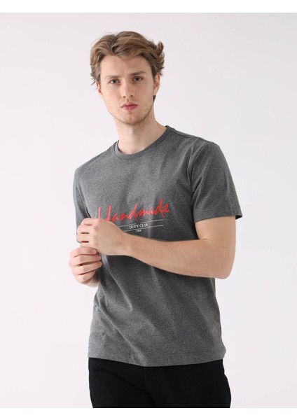 Antrasit Melanj Erkek Regular Fit O Yaka Tshirt modelleri