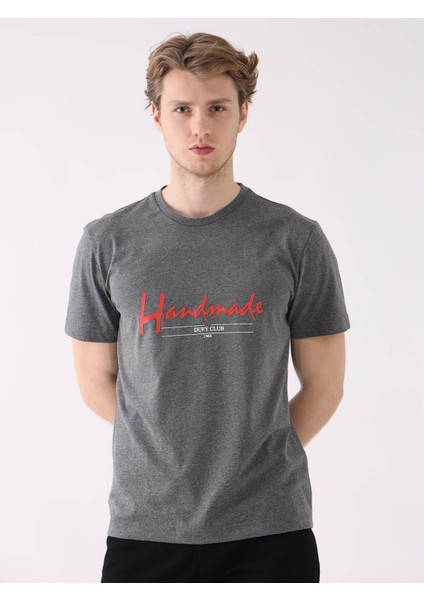 Antrasit Melanj Erkek Regular Fit O Yaka Tshirt indirimleri