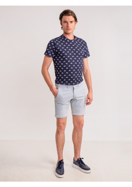 Açık Mavi Erkek Slim Fit Short