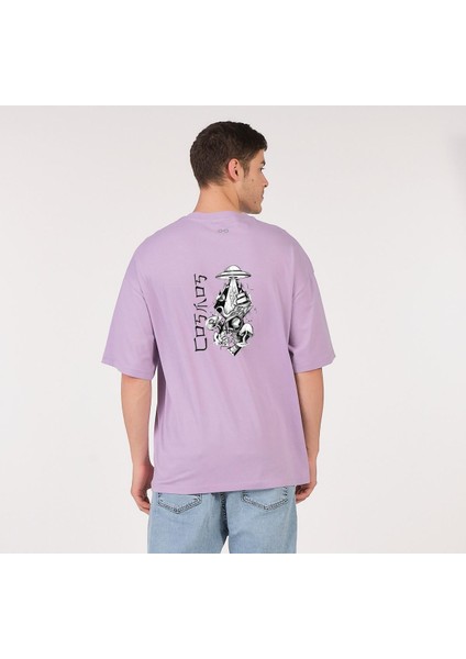 Cosmos Uzay Sırt Oversize T-Shirt Lila fiyatları