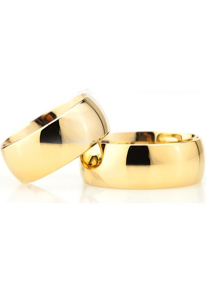 Altın Kaplama 8 mm Bombeli Bayan Gümüş Alyans Modeli Alyans