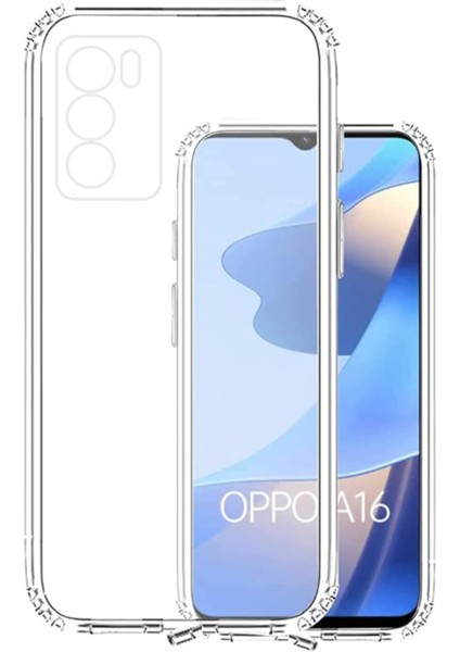 Oppo A16 ile Uyumlu Kapak Kamera Korumalı Tıpalı Şeffaf Silikon Kılıf