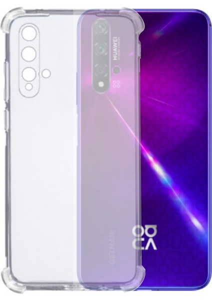 Huawei Nova 5t ile Uyumlu Kapak Kamera Korumalı Antişok Airbag Köşe Korumalı Silikon Şeffaf Kılıf