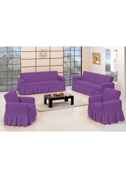 Lila Bürümcük Maxi Koltuk Örtüsü Takımı 3+3+1+1