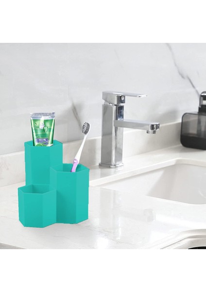 Makyaj Fırça Tutacağı Düzenleyici, 3 Yuvalı Plastik Saklama (Yurt Dışından)