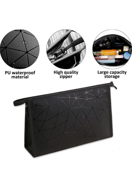 Pu Su Geçirmez Elmas Kozmetik Çantası El Makyaj Saklama Çantası B (Yurt Dışından) modelleri