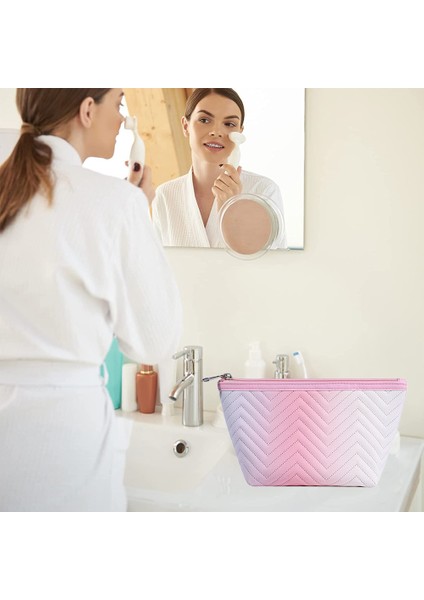 Kadın Çizgili Kademeli Renkli Makyaj Saklama Çantası (Yurt Dışından) indirimleri