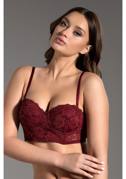 Destekli Straplez Büstiyer C15120 Bordo fırsatları