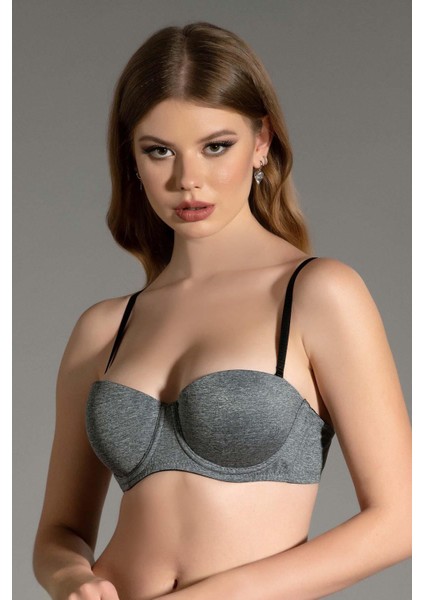 Deteksiz Straplez Sütyen C18170 Gri Melanj